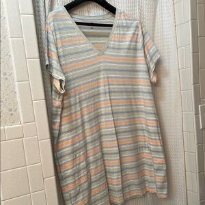 Lands' End Gray and Orange Short Sleeve Dress
